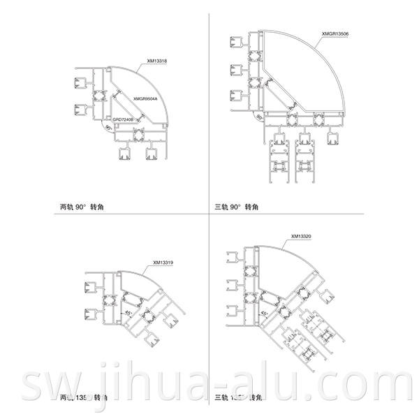 Aluminum XM88-133 Insulated Three-Track Push-Pull Window Assembly Structure